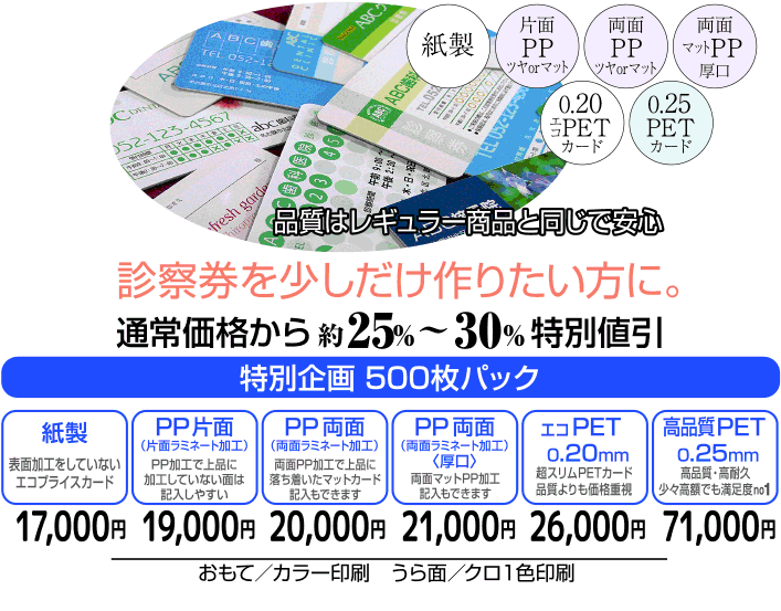 PETカード診察券0.20mm